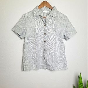 Vintage Glitter Linen Button Down Shirt Small